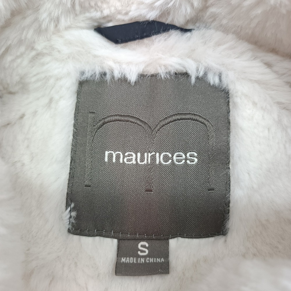 Maurices Women's S Navy Floral Faux Fur Lined Quilted Puffer Ski Vest Full Zip - Picture 3 of 5